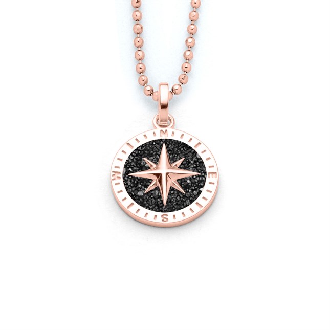 Anhänger 15mm "Kompassrose 2.0" Lavasand rose vergoldet