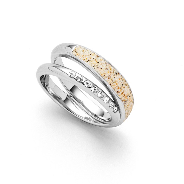Ring "Twinkle" Strandsand/Crystal, Edelstahl