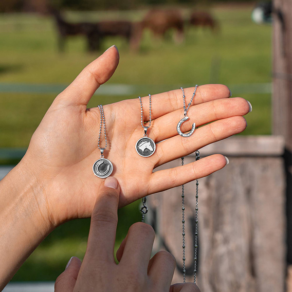 Pferdeglück Schmuck mit Pferdekopf und Hufeisen von DUR