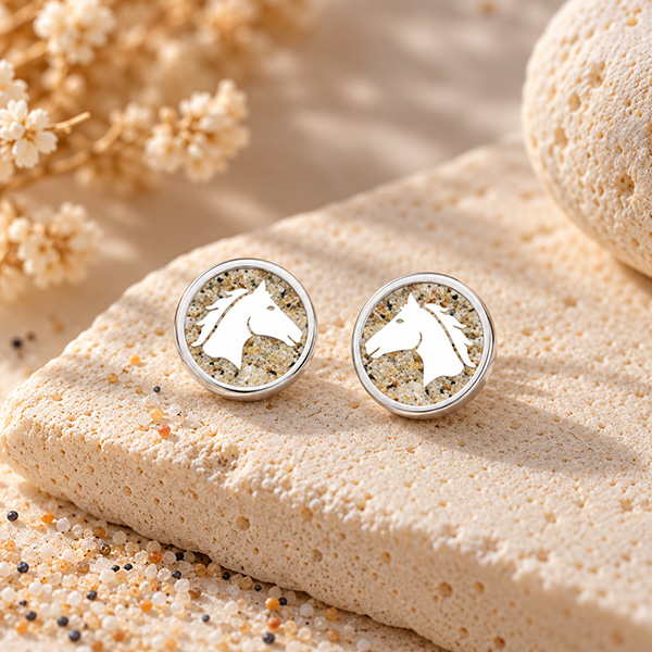 Pferdeglück Schmuck mit Pferdekopf und echtem Strandsand