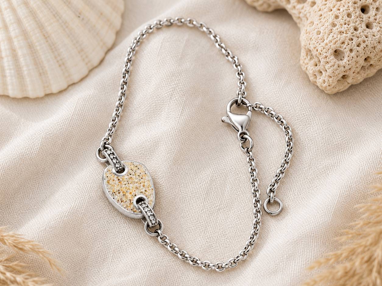 DUR Edelstahlarmband Liaison mit echtem Strandsand und funkelnden Crystals