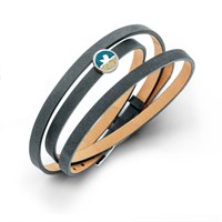 Lederarmband mit Element Strandsand/Steinsand "Kranich"
