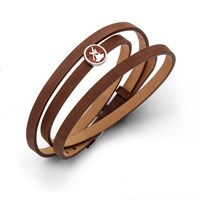 Lederarmband 58 cm  braun mit Bernsteinsandelement "Windmühle"