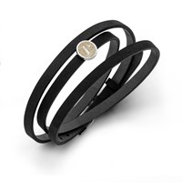 Lederarmband "Ahoi" schwarz mit Strandsandelement "Søndervig"