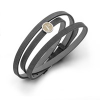 Lederarmband "Ahoi" grau-blau mit Strandsandelement "Søndervig"