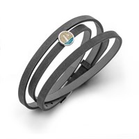 Lederarmband "Ahoi" grau-blau "Søndervig" Strandsand/blauer Steinsand