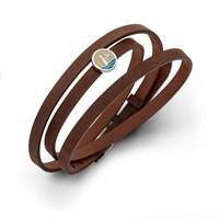 Lederarmband "Ahoi" braun "Søndervig" Strandsand/blauer Steinsand
