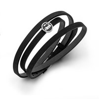 Lederarmband schwarz mit Lavasandelement "rasender Roland"