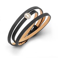 Lederarmband 58 cm schwarz mit Sandelement "Fanø"