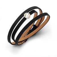 Lederarmband schwarz mit Sandelement "Poel"