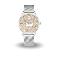 DUR Uhr 36er "Hvide Sande" Strandsand, Mesh Band Edelstahl