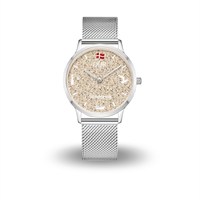 DUR Uhr 36er "Søndervig" Strandsand, Mesh Band Edelstahl
