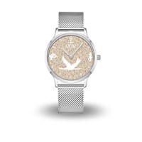 DUR Uhr 36er "Zingst" Strandsand, Mesh Band Edelstahl