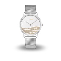 DUR Uhr 40er "Ameland" Strandsand, Mesh Band Edelstahl