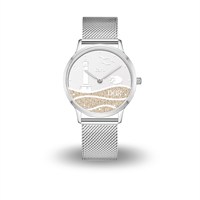 DUR Uhr 36er "Carolinensiel" Strandsand, Mesh Band Edelstahl