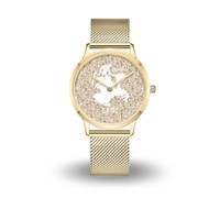 DUR Uhr 40er "Rügen" Strandsand, PVD beschichtet, Mesh Band Edelstahl, goldfarben