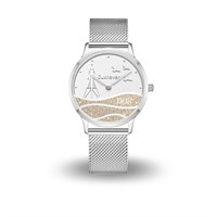 DUR Uhr 36er "Cuxhaven" Strandsand, Mesh Band Edelstahl