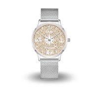 DUR Uhr 36er "Greetsiel" Strandsand, Mesh Band Edelstahl