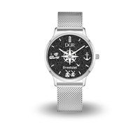 DUR Uhr 36er "Greetsiel" Lavasand, Mesh Band Edelstahl