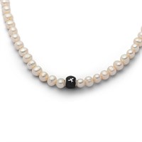 Kette "Perle/Lavasandbead" 45 cm