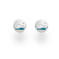 Ohrstecker Strandwellen"Warnemünde" 10 mm Strandsand/Steinsand blau