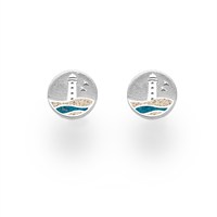 Ohrstecker Strandwellen"Cuxhaven" 10 mm Strandsand/blauer Steinsand