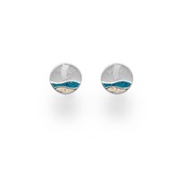 Ohrstecker Strandwellen"Rømø" 10 mm Strandsand/Steinsand blau