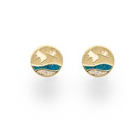 Ohrstecker Strandwellen"Waren/Müritz" 10 mm Strandsand/blauer Steinsand vergoldet