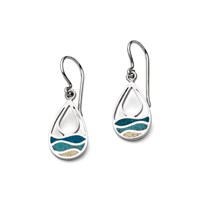 Ohrring "Strandwellen" Drop Strandsand / blauer Steinsand