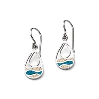 Ohrring "Strandwellen" Drop Strandsand / blauer Steinsand