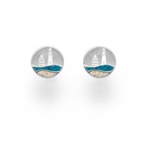 Ohrstecker Strandwellen"Kap Arkona" 10 mm Blauer Steinsand/Strandsand