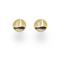Ohrstecker Strandwellen"Kap Arkona" 10 mm Lavasand/Strandsand vergoldet