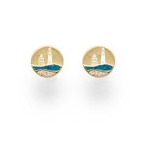 Ohrstecker Strandwellen"Kap Arkona" 10 mm Blauer Steinsand/Strandsand vergoldet