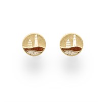 Ohrstecker Strandwellen"Kap Arkona" 10 mm Bernsteinsand/Strandsand vergoldet