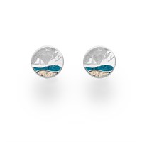 Ohrstecker Strandwellen"Luise/Kreidefelsen" 10 mm Blauer Steinsand/Strandsand