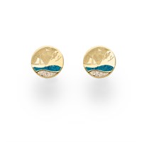 Ohrstecker Strandwellen"Luise/Kreidefelsen" 10 mm Blauer Steinsand/Strandsand vergoldet
