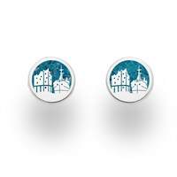 Ohrstecker "Hamburg" 10 mm Steinsand blau