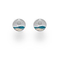Ohrstecker Strandwellen "Langeoog" 10 mm Strandsand/blauer Steinsand