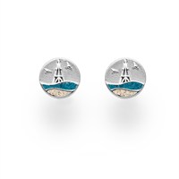 Ohrstecker Strandwellen "Cuxhaven" 10 mm Strandsand/blauer Steinsand