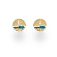 Ohrstecker Strandwellen"Cuxhaven" 9,5 mm Blauer Steinsand/Strandsand vergoldet