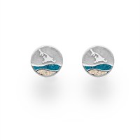 Ohrstecker Strandwellen "Heringsdorf" 10 mm Strandsand/blauer Steinsand