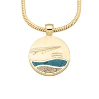 Anhänger Strandwellen "Binz" 15 mm, Strandsand/blauer Steinsand vergoldet