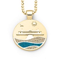 Anhänger Strandwellen "Ahlbeck" Strandsand/Steinsand blau vergoldet