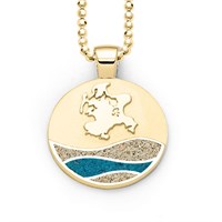 Anhänger Strandwellen "Insel Rügen" Strandsand/blauer Steinsand vergoldet