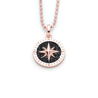 Anhänger 15mm "Kompassrose 2.0" Lavasand rose vergoldet