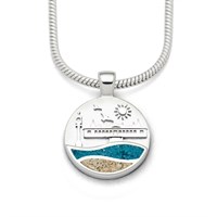 Anhänger Strandwellen "Ahlbeck" 15 mm, Strandsand/Steinsand blau