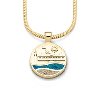 Anhänger Strandwellen "Ahlbeck" 15 mm, Strandsand/Steinsand blau vergoldet