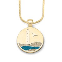 Anhänger Strandwellen "Skagen" 20 mm Strandsand/blauer Steinsand vergoldet