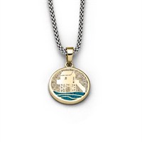 Anhänger Ahoi"Sankt Peter-Ording" Strandsand/Steinsand blau vergoldet