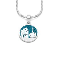 Anhänger "Hamburg" 15 mm Steinsand blau